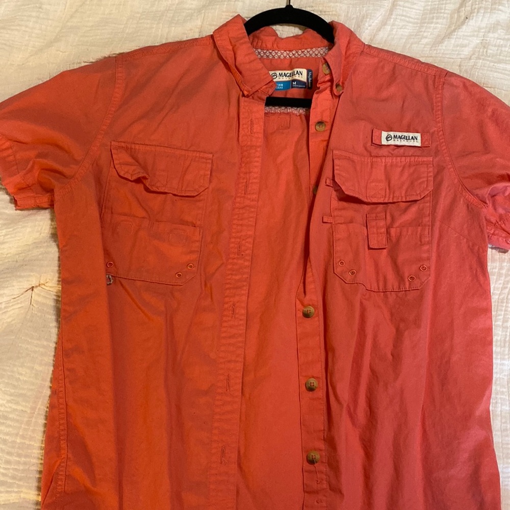 Coral Medium Magellan Fish Gear Button Down Shirt